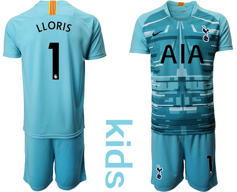 Youth 2020-2021 club Tottenham blue goalkeeper #1 Soccer Jerseys